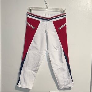 Loire and Morena red white and blue Capri leggings